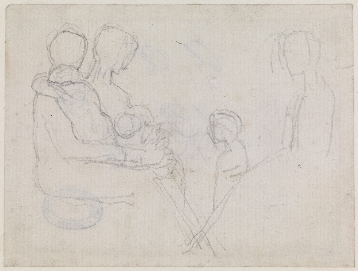 A Group of Three Seated Women with Their Children