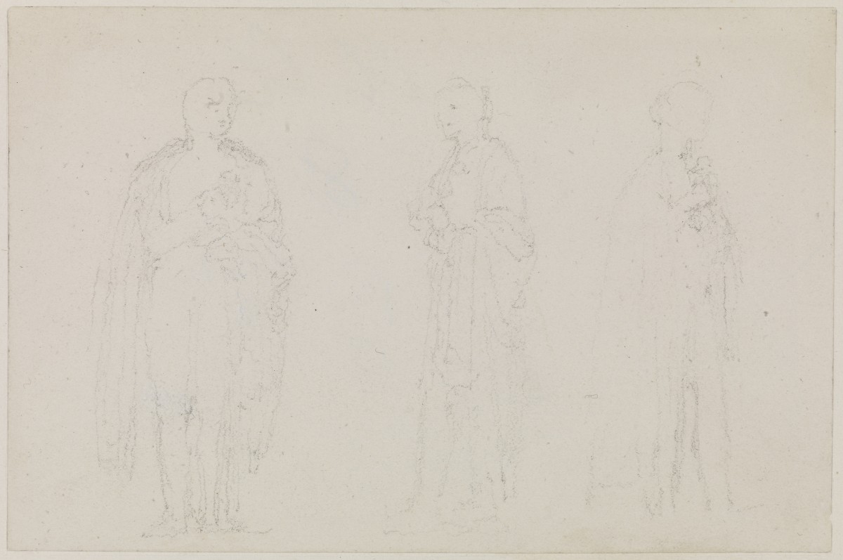 A Cloaked Figure Seen in Three Positions