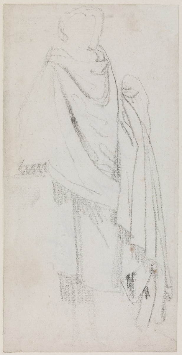 A Draped Figure, Facing Half-Right, with Left Arm Raised