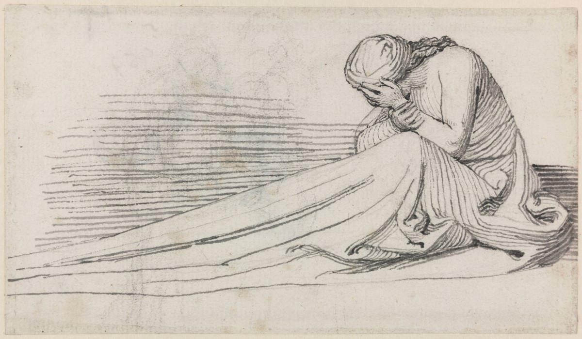 A Seated Female Figure: In Long Drapery, Mourning