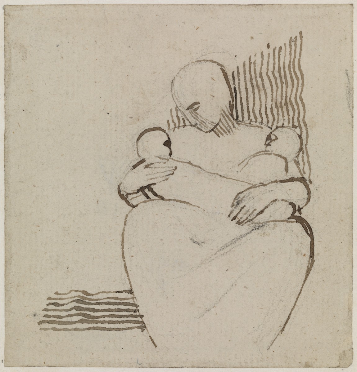 A Woman with Two Babies on Her Lap