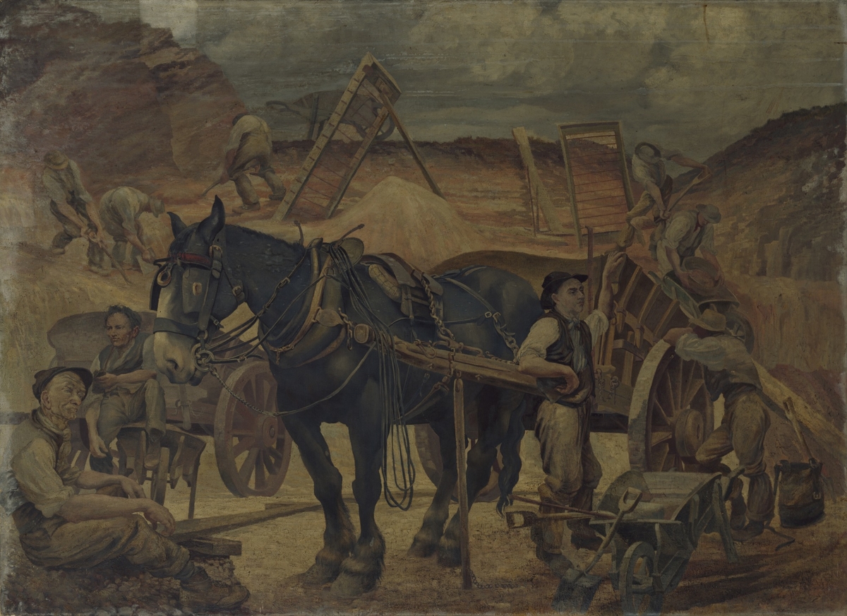 Reconstruction: A Horse and Cart with Figures in a Sandpit