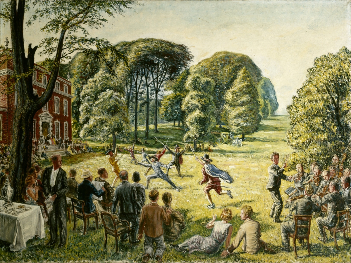 The Park of a Country House with Fencing Matches and Spectators