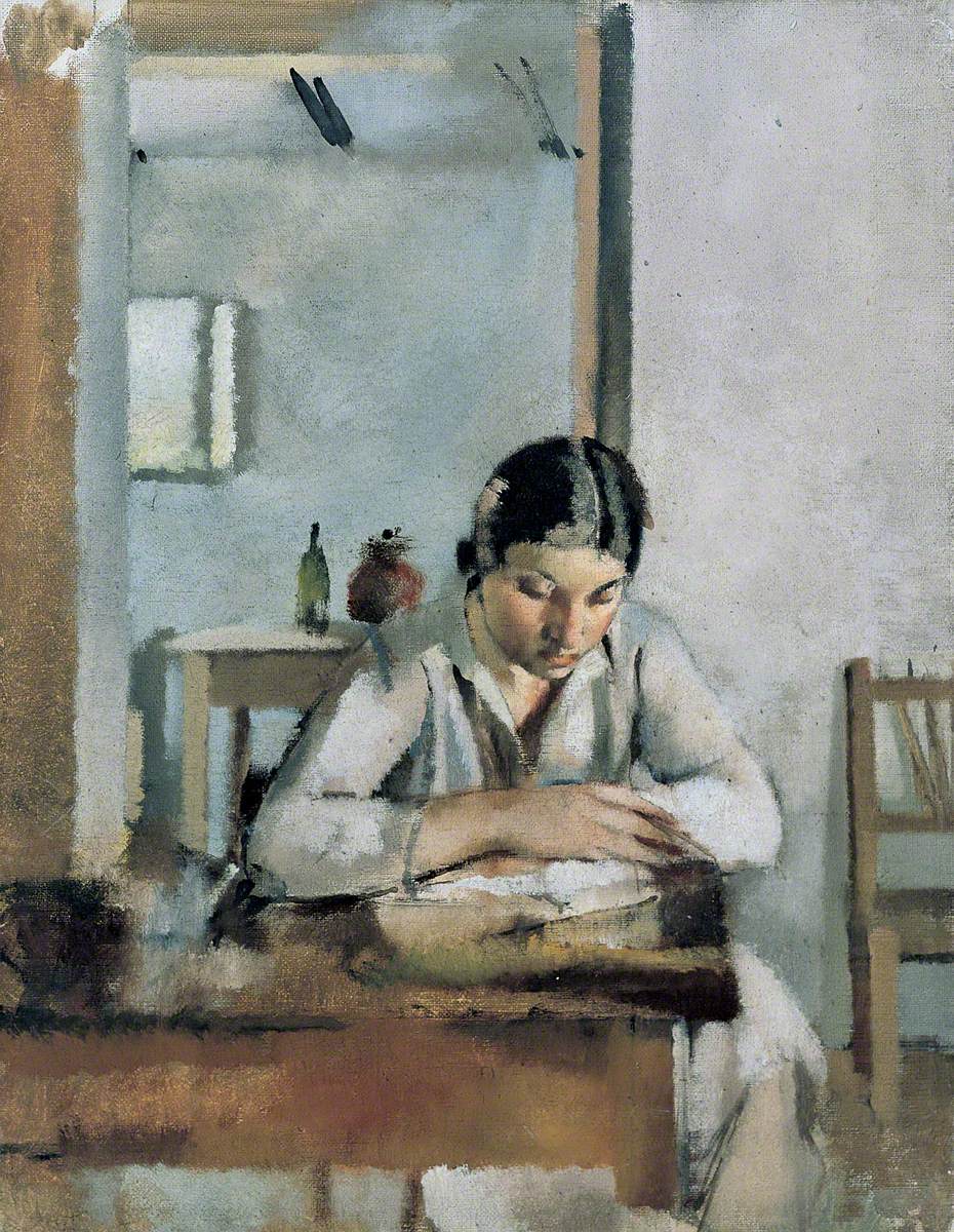 Girl Seated, Reading at a Table