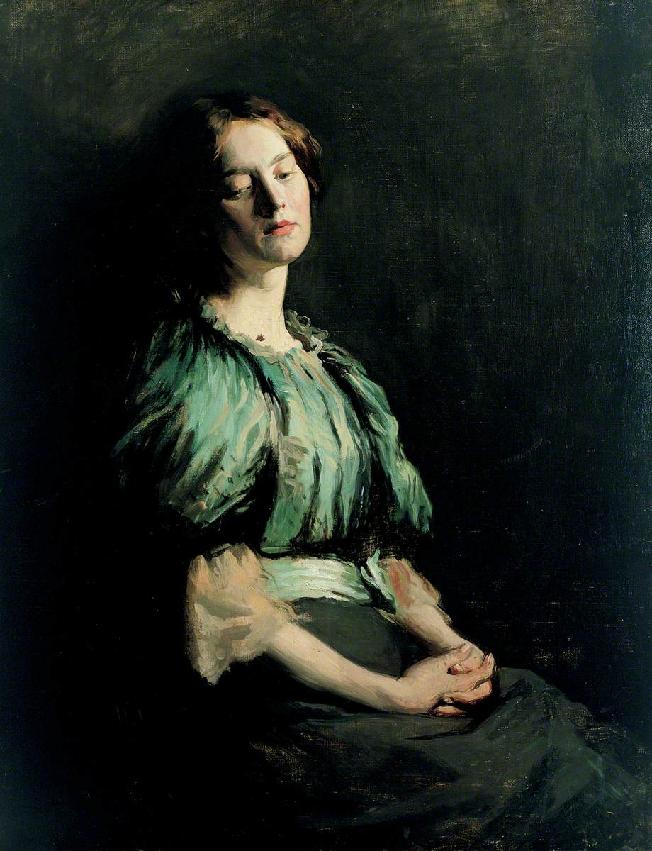 Portrait of a Girl Wearing a Green Dress