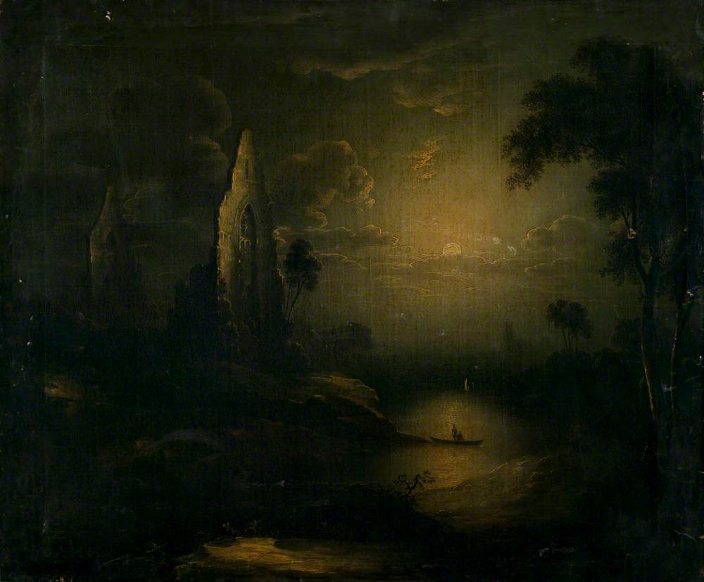 Romantic Landscape, Ruins in the Moonlight