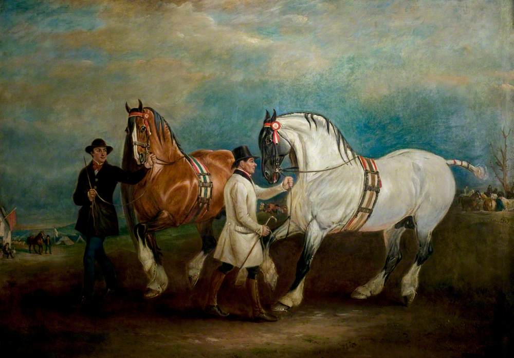 Carthorses with Grooms at a Fair