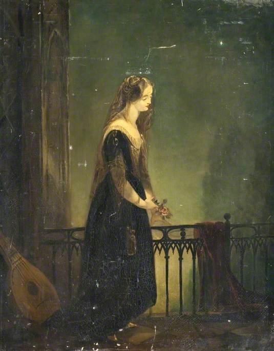 A Woman on a Balcony at Night