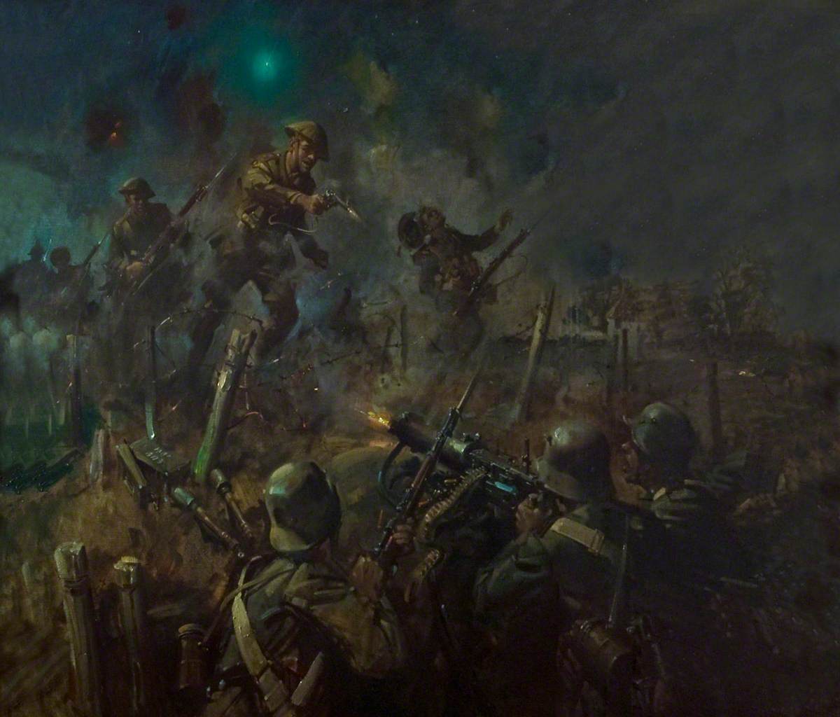 Lieutenant John Cridlan Barrett, VC, 1/5th Battalion, Leicestershire Regiment during the Attack on Machine Guns in Forgan's Trench, 24 September 1918
