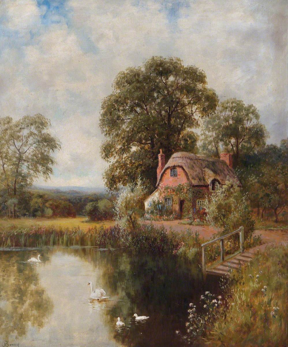Landscape with a Thatched Cottage and a Lake