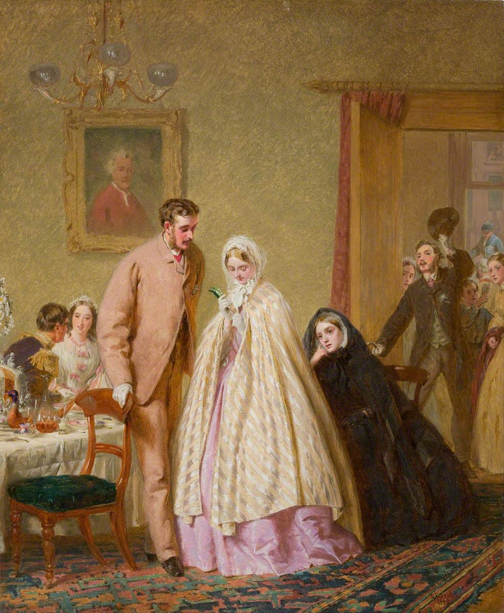 View of a Domestic Interior with a Bridal Group