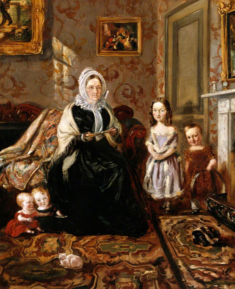 Henry Clark's Mother-in-Law, Mrs Davies, and Four of His Children in the Drawing Room of His Home, 186 High Street, Homerton