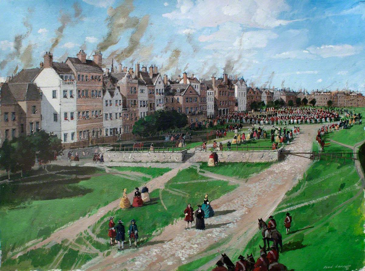Reconstructed View of the Tower of London, the City towards Tower Hill, 1750