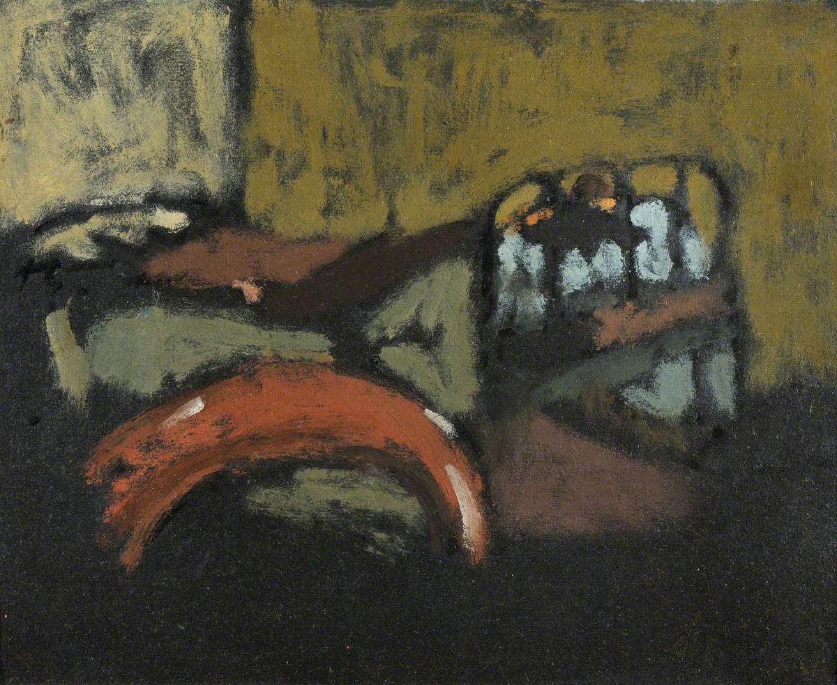 Figure Lying on an Iron Bed