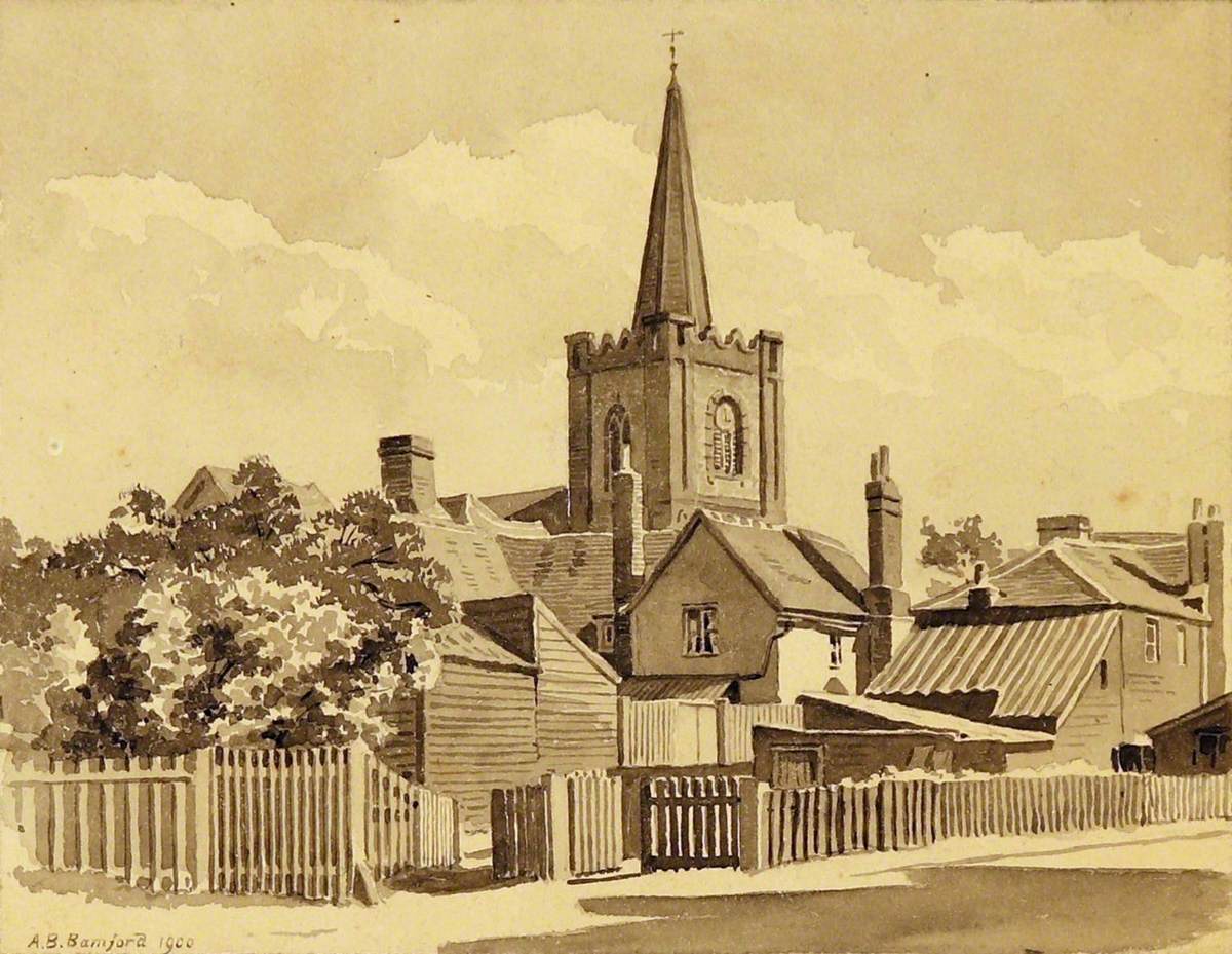 Dagenham Parish Church from the Rear of the Cross Keys Inn