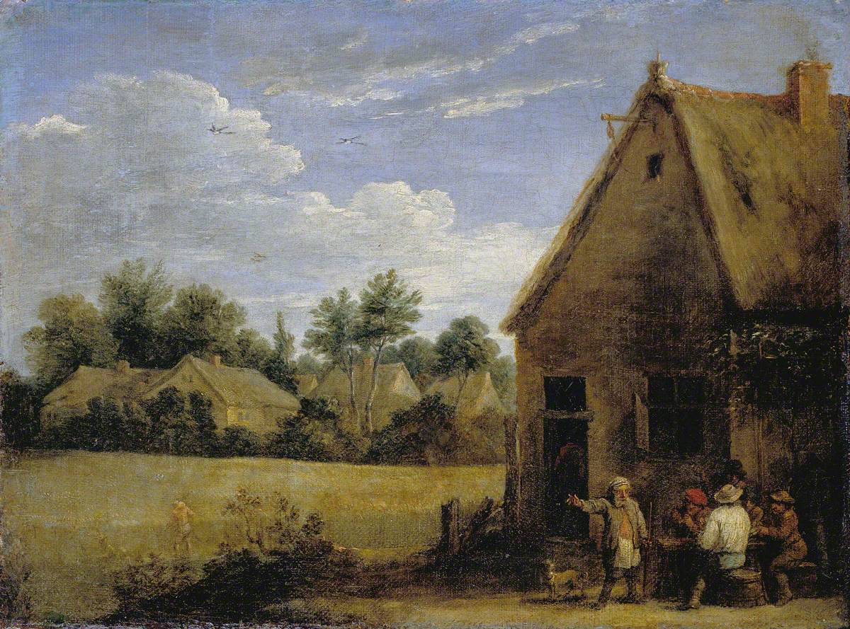 Cottage with Peasants Playing Cards