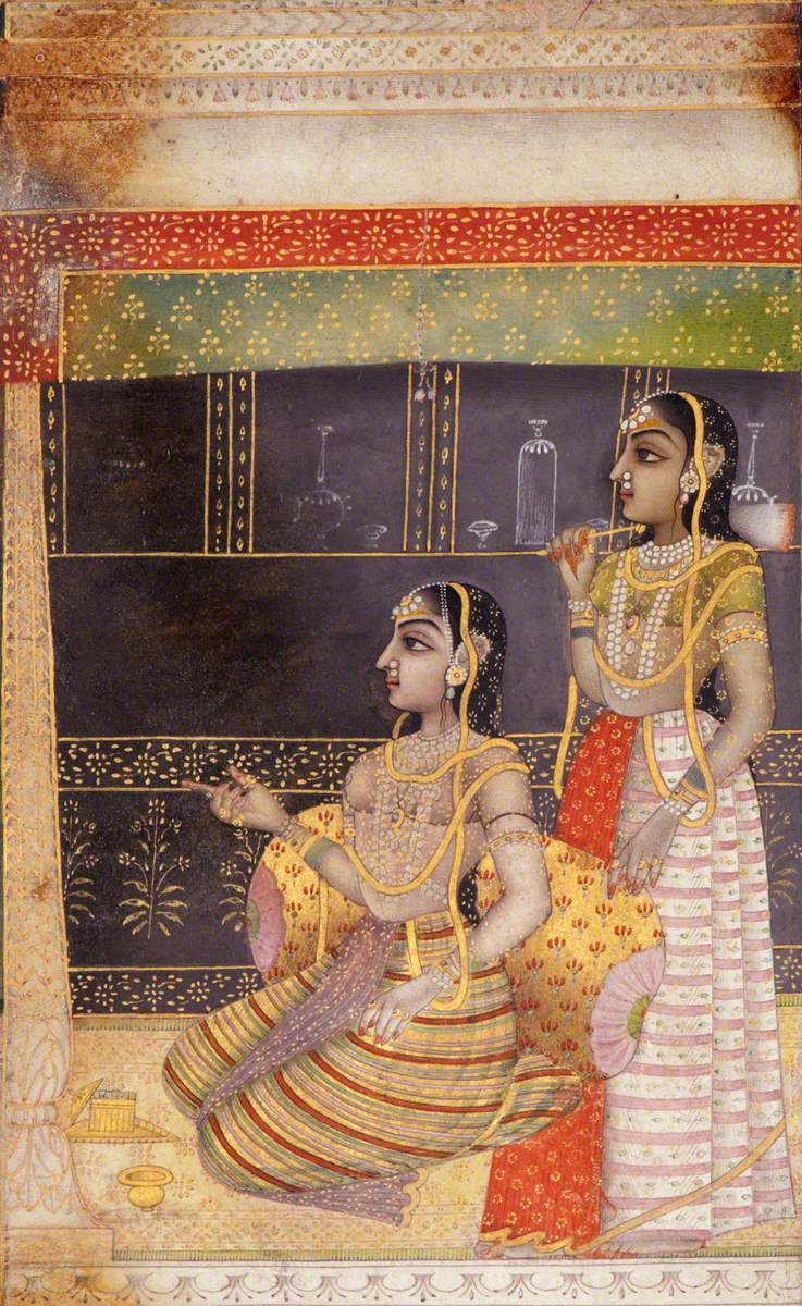 Lady with Attendant Performing Puja