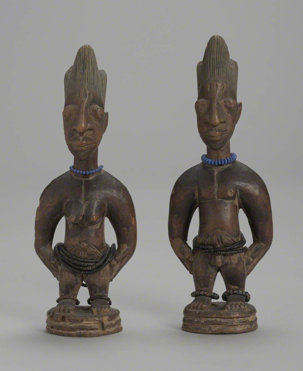 Ibeji Figure: Adult Female with Blue Necklace