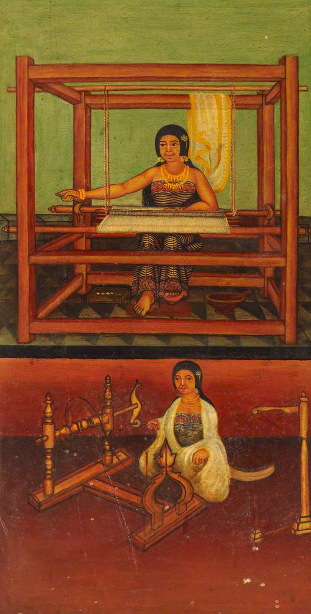 Two Women Weaving