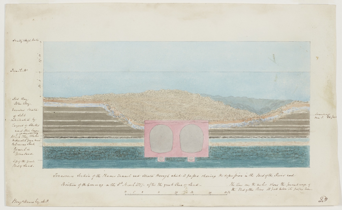 Transverse Section of the Thames Tunnel and Strata