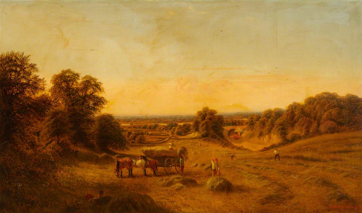 Harvesting Scene beside a Railway Track