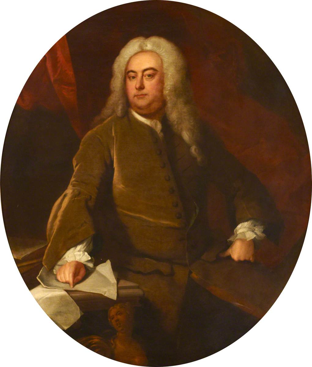 Three-Quarter-Length Portrait of a Seated Gentleman Wearing a Wig and Brown Coat