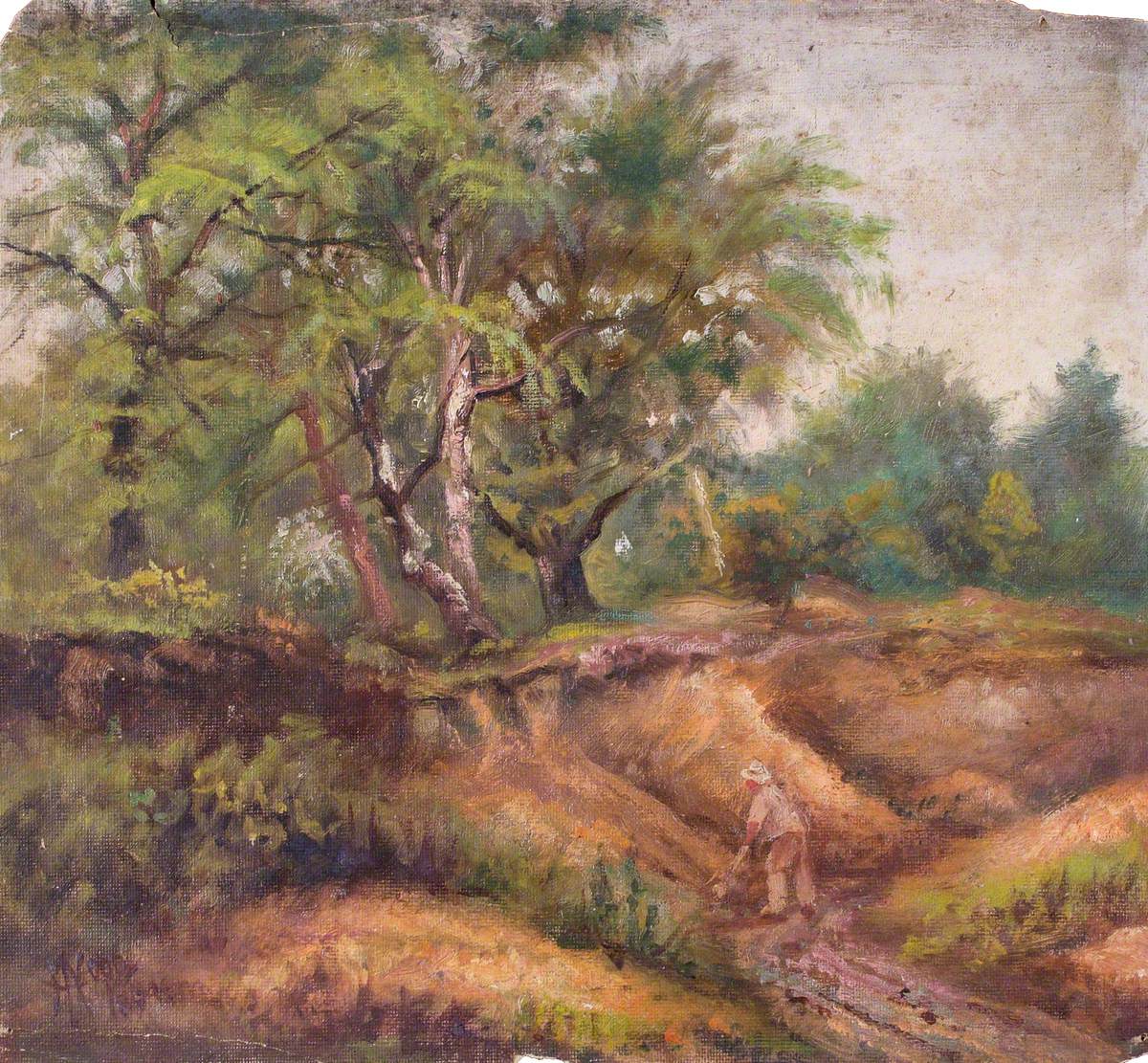 Landscape with Trees and a Man at Work