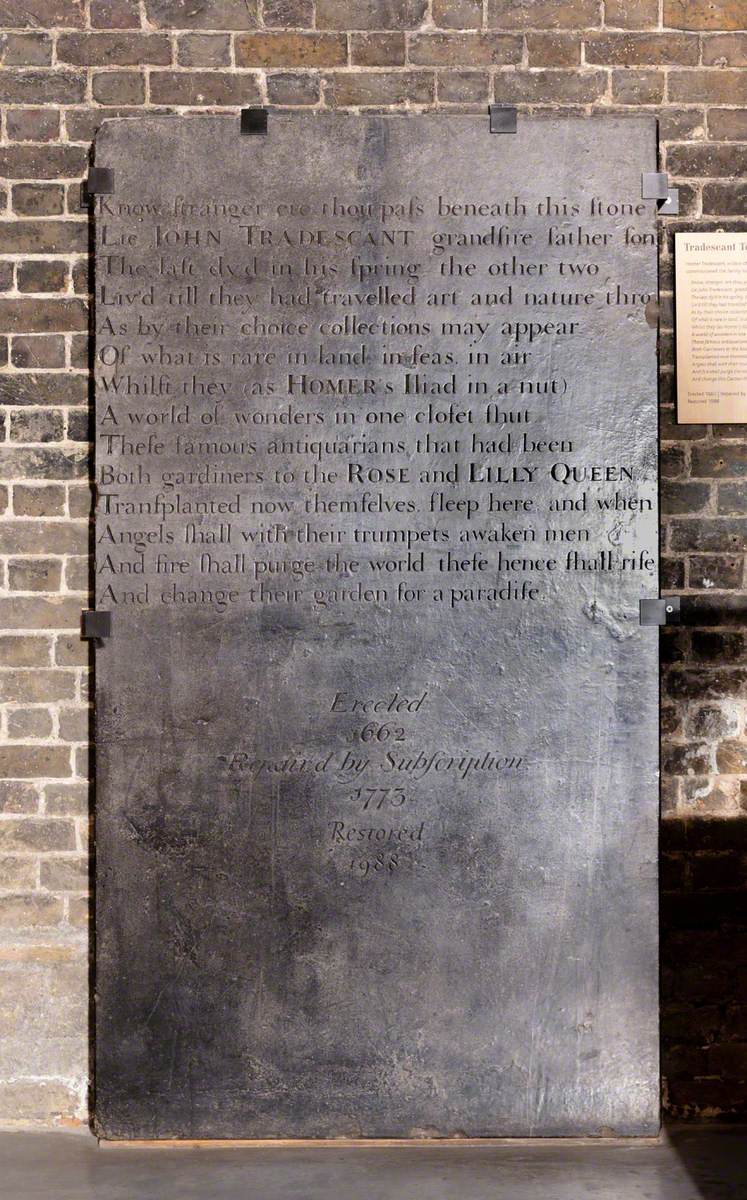 Tomb of John Tradescant the Elder (c.1570–1638) and John Tradescant the Younger (1608–1662)