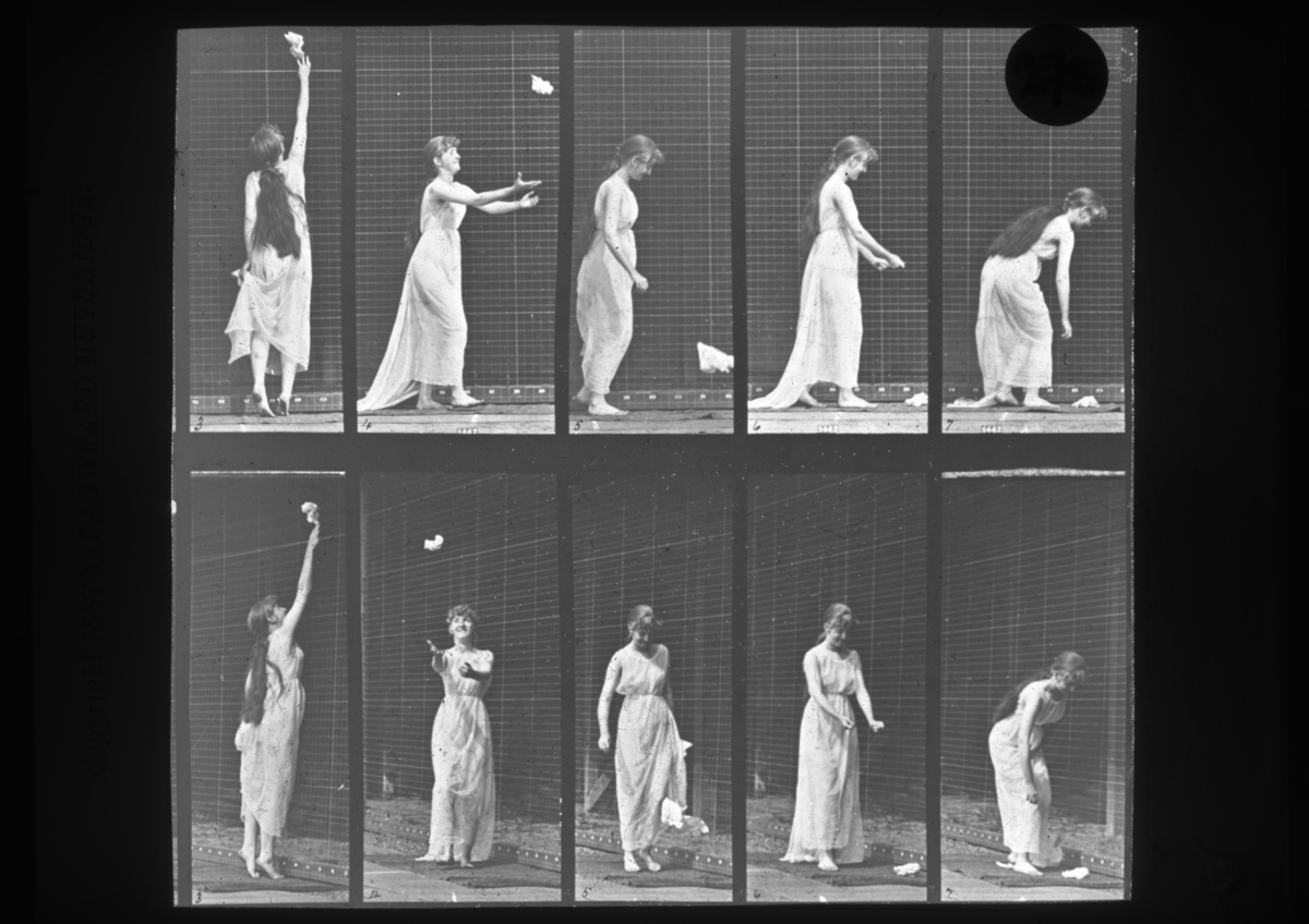 Glass Lantern Slide, 'Reaching up, stooping and turning around'