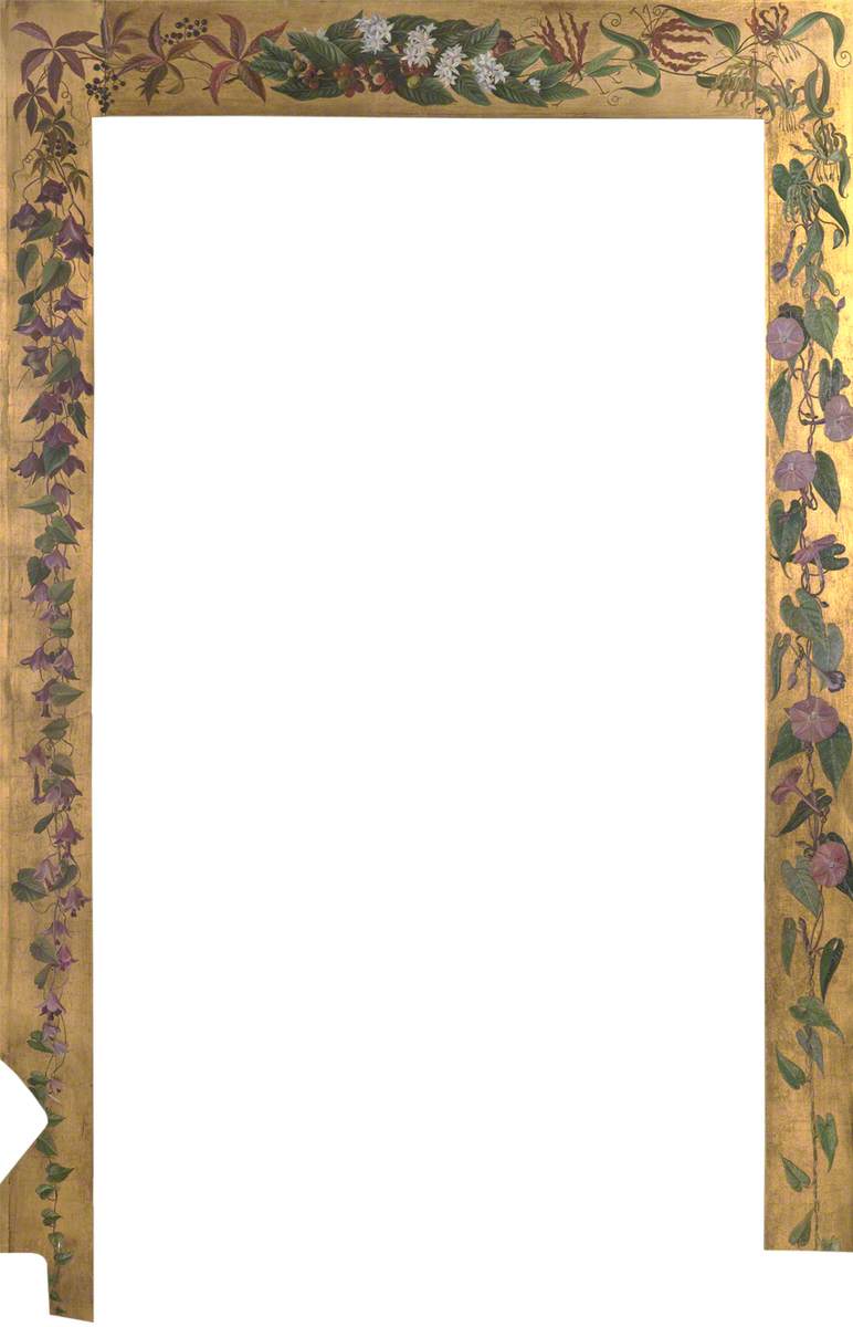 Decorative Door Surround Featuring Intertwined Climbing Plants on a Gold Background*