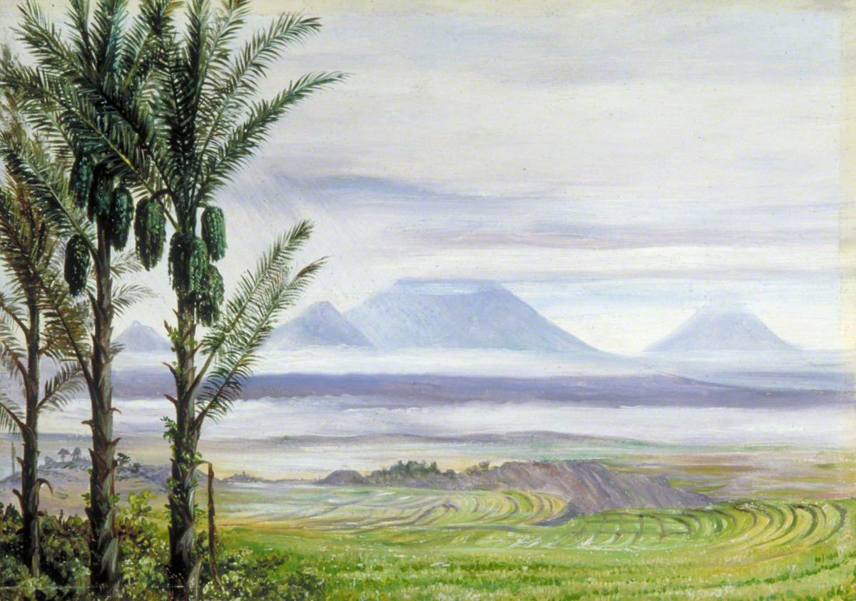 Volcanoes from Temangong with Sugar Palms in the Foreground, Java