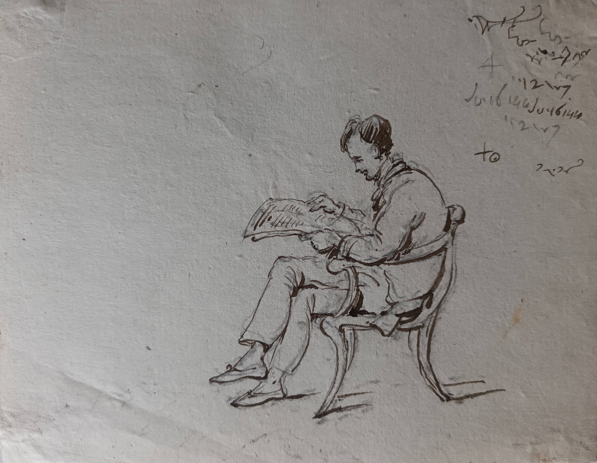 Seated European Man Reading