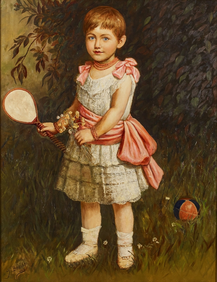 Portrait of a Young Girl Holding a Racket*