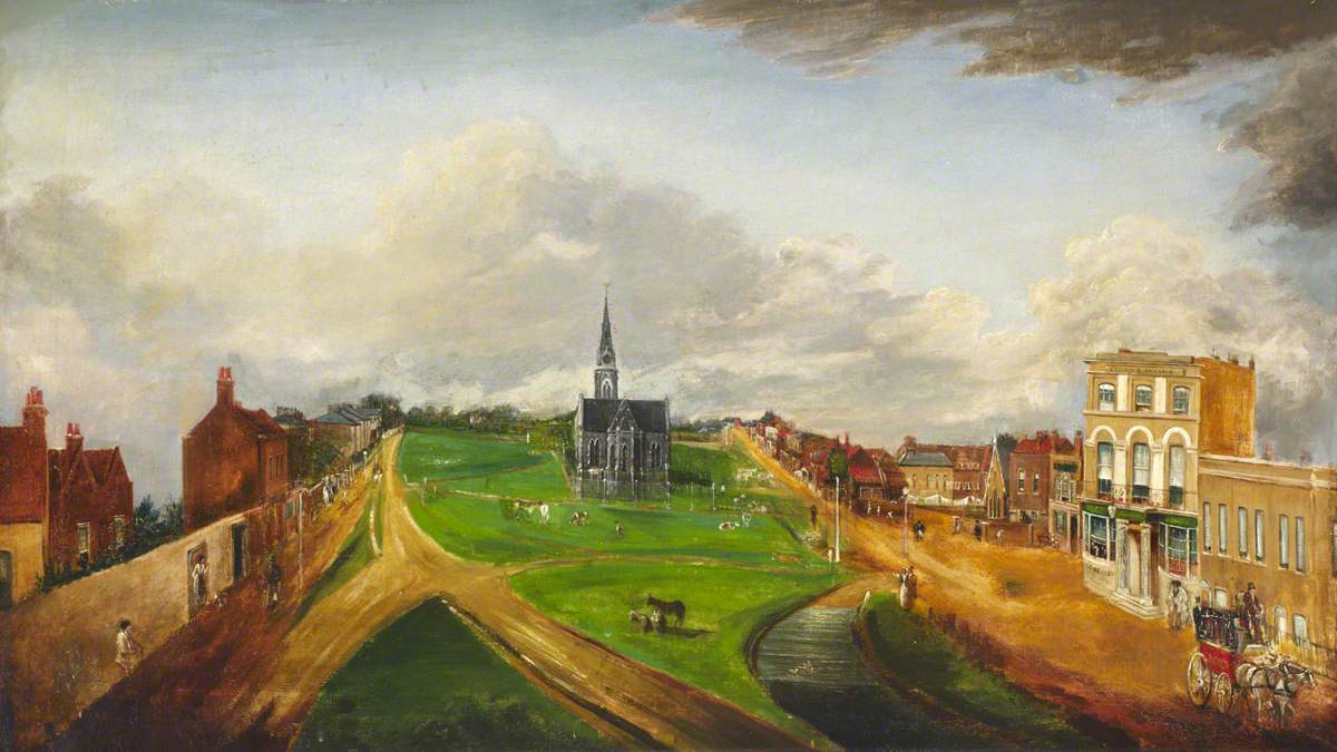 Turnham Green with Christ Church and the 'Crown and Anchor'