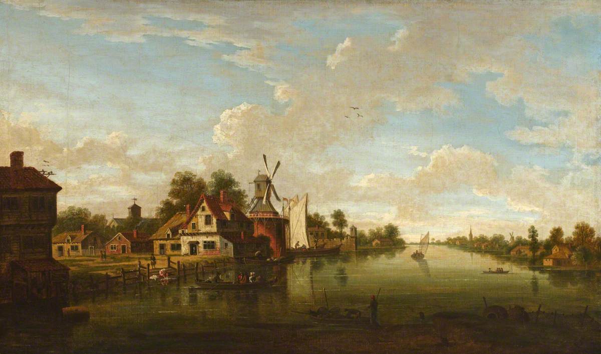 River Scene with Mill
