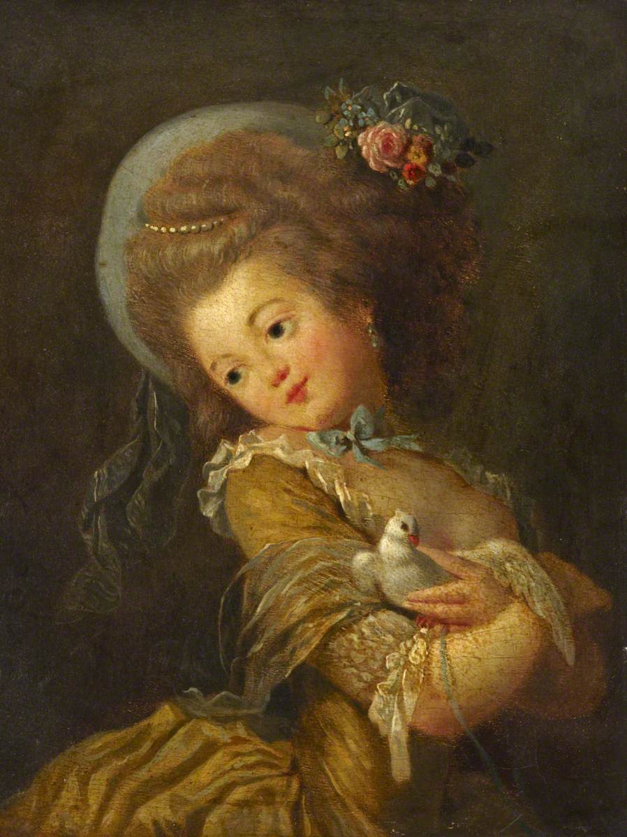 Portrait of a Young Girl Holding a Dove