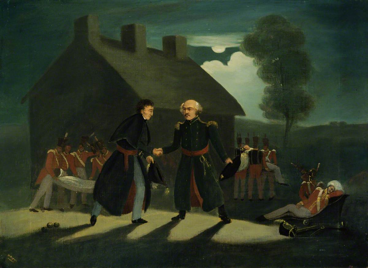 The Meeting of Wellington and Blucher at La Belle Alliance after the Battle of Waterloo, 18 June 1815