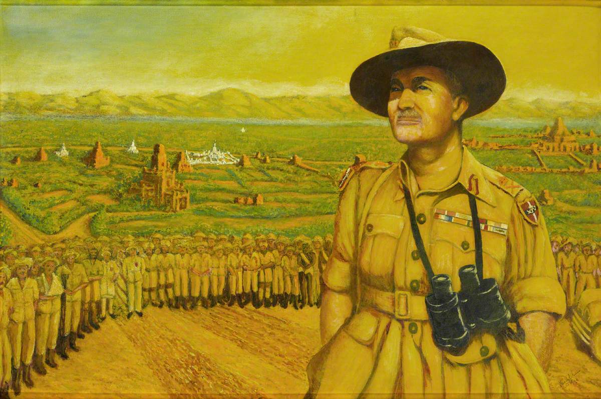 Uncle Bill (General William Slim, 1891–1970) Reviewing His Troops on the Pagan Plain, After the Recapture of Mandalay, 1944