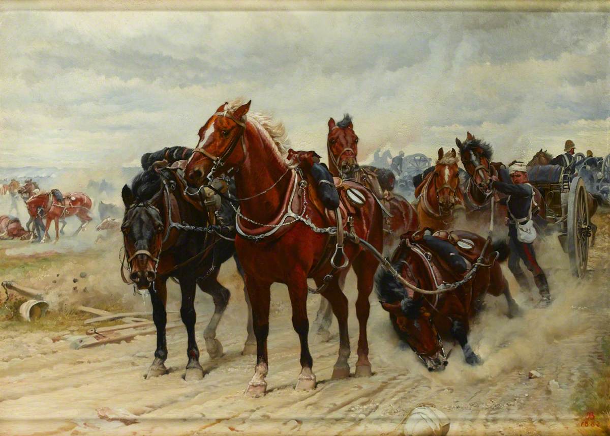 Patient Heroes, a Royal Horse Artillery Gun Team in Action, c.1882