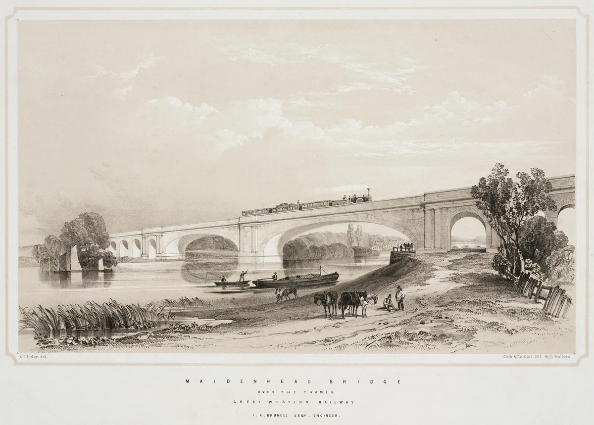 Railway print. 'Maidenhead Bridge' by E. T. Dolby