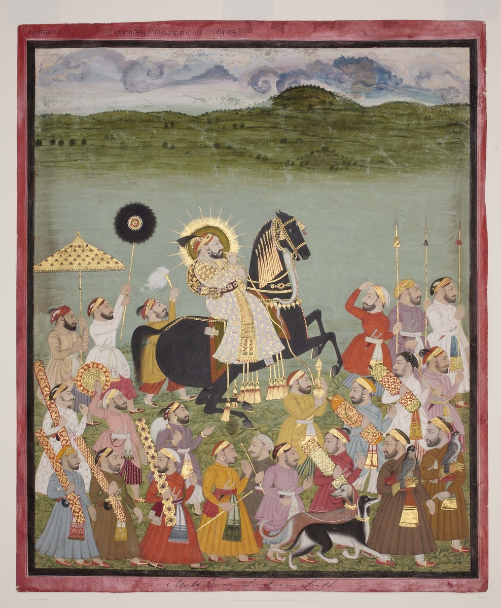 Maharana Sangram Singh of Mewar out Hunting on His Horse, Jambudvipa