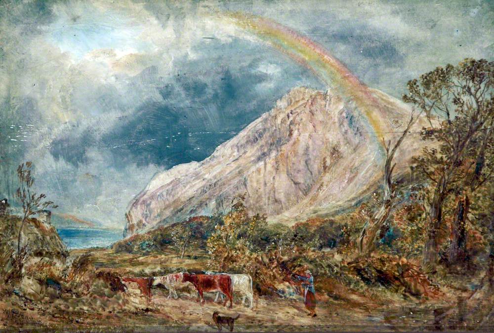 Landscape with a Rainbow and Cattle