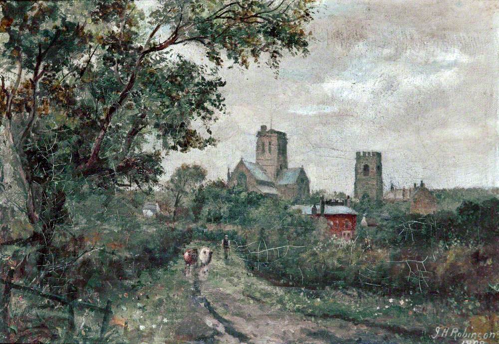 View of Wallasey, Wirral, Church and Buxton House Art UK