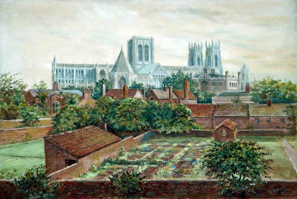 York Minster Cathedral from the City Walls, 1924