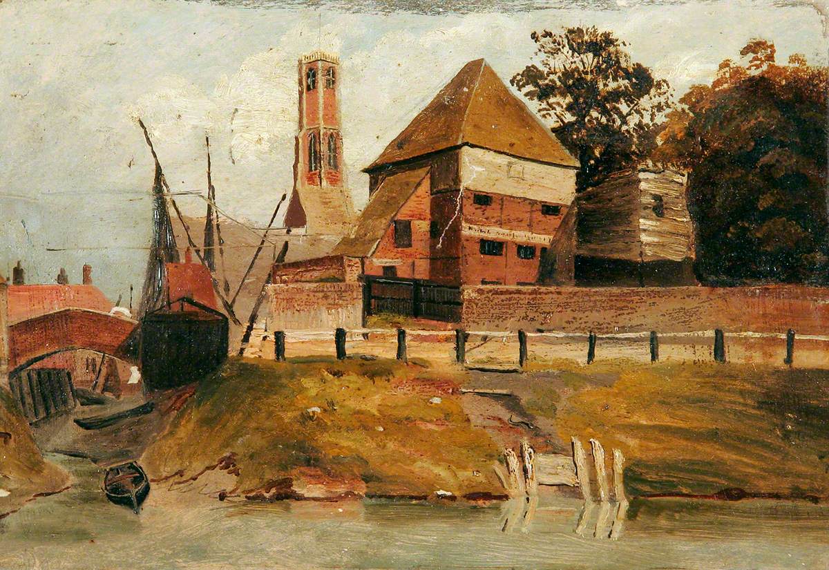 Millfleet with Greyfriars Tower and Tar Office, Norfolk