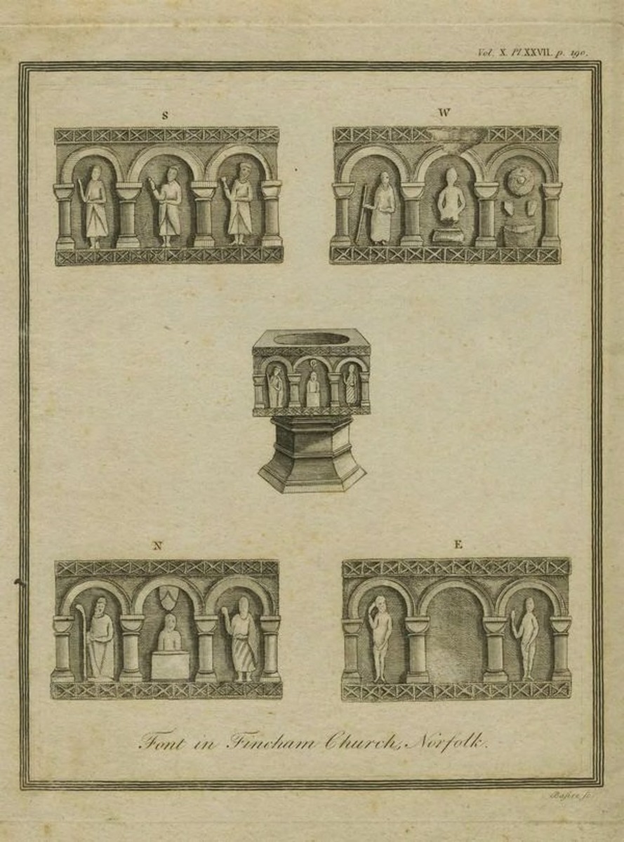 Font in Fincham Church, Norfolk