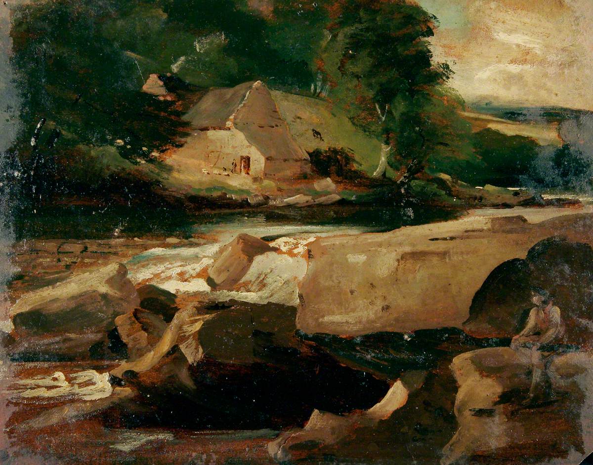 River Landscape with Rocks in the Foreground