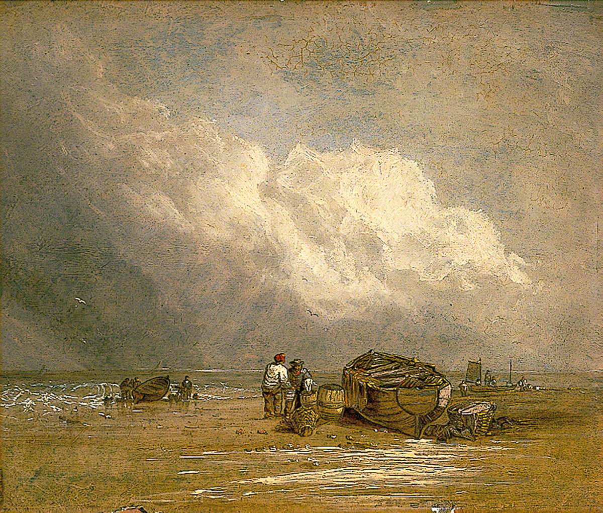 Fishermen on a Beach with Boats
