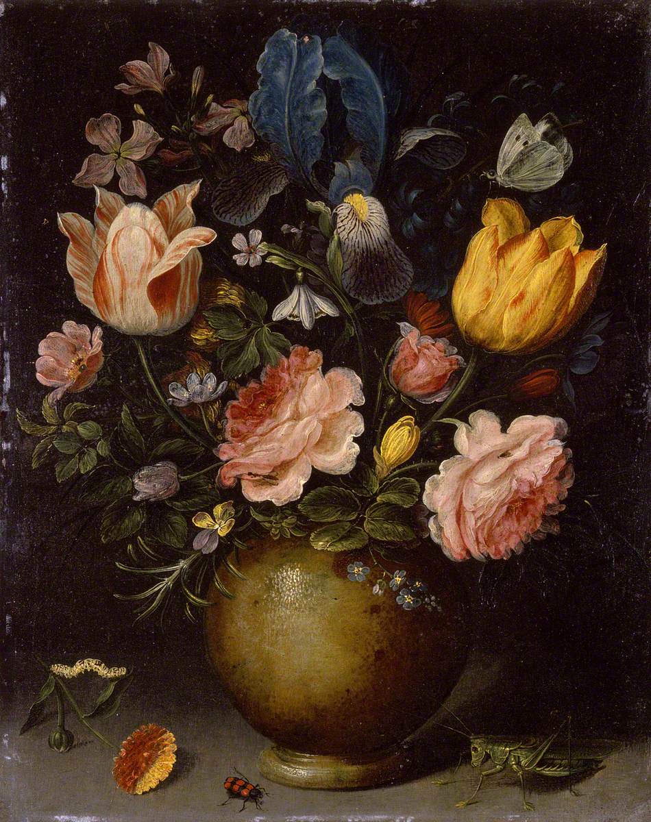 Floral Study with Insects in the Foreground