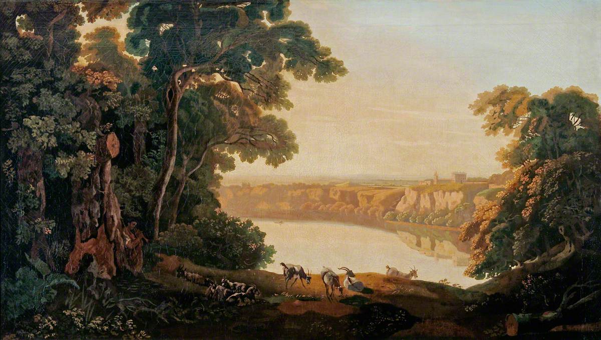 Landscape with a Lake and Goats